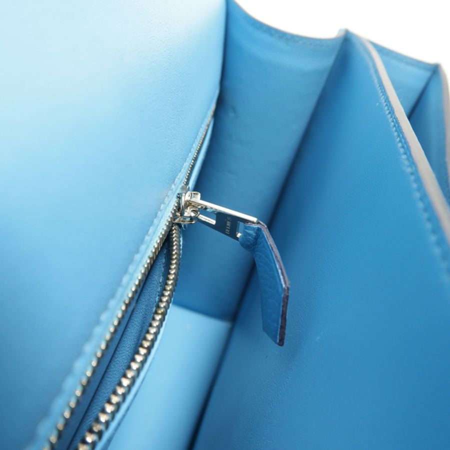 HERMES Epsom皮革Constance 24肩背袋Bleu Du Nord/Rouge de Coeur-14