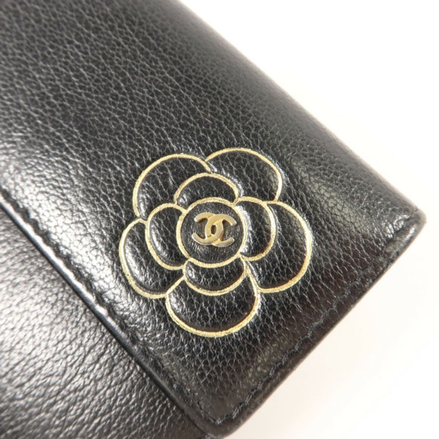 CHANEL 牛皮皮革Camellia Wallet錢包-7