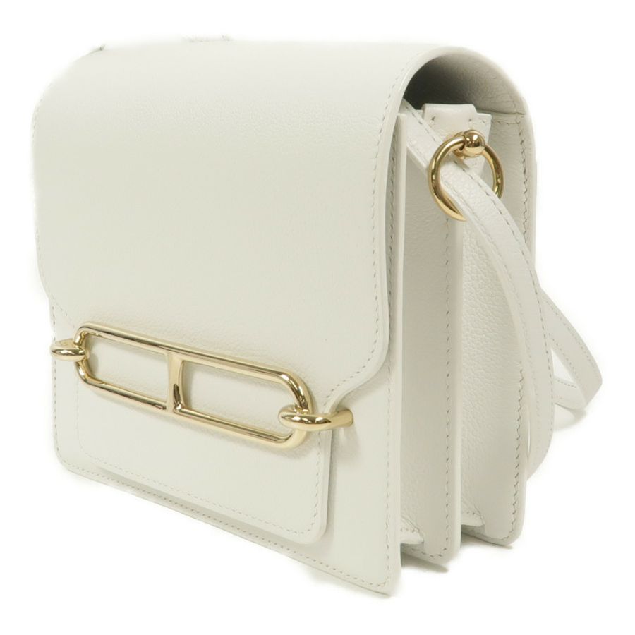 HERMES Evercolor皮革Roulis Mini肩背袋New White-2