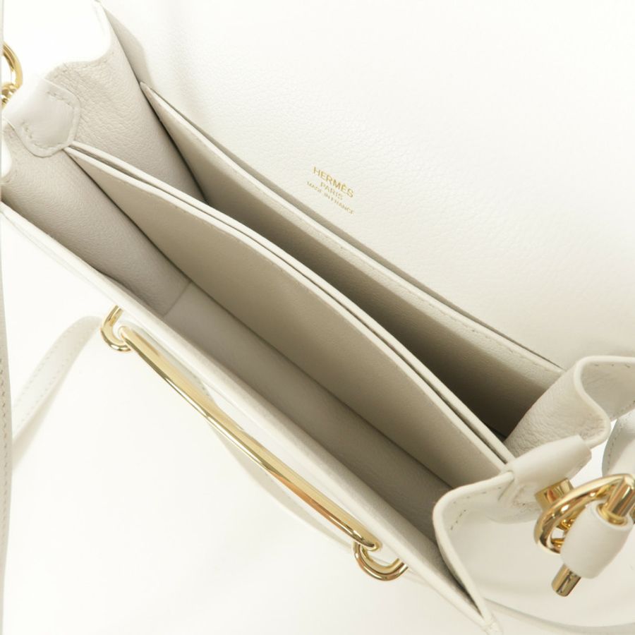 HERMES Evercolor皮革Roulis Mini肩背袋New White-4