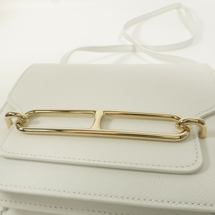 HERMES Evercolor皮革Roulis Mini肩背袋New White-8