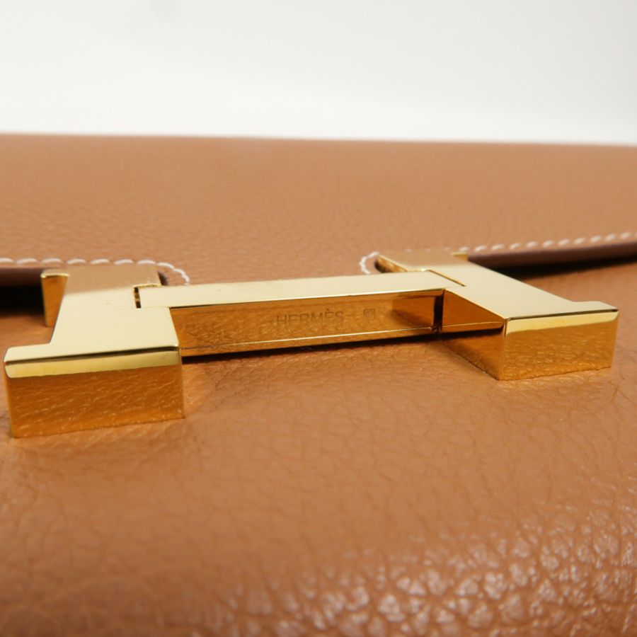 HERMES Evercolor皮革Constance To Go肩背袋Gold-14