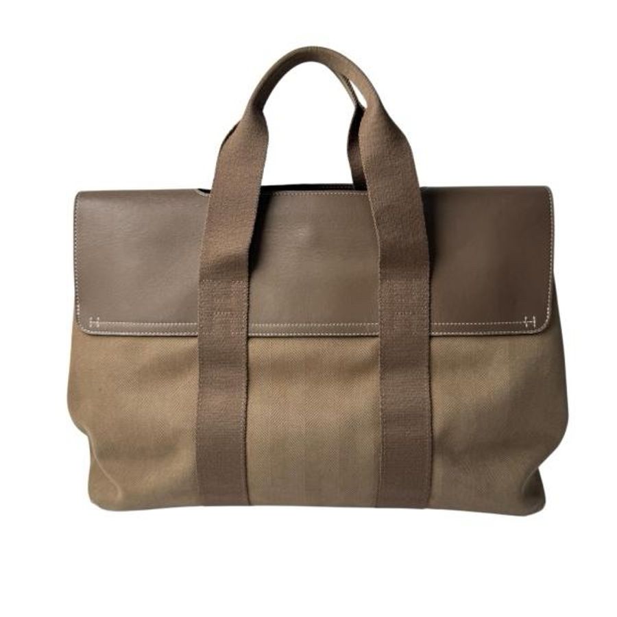 HERMES Valparaiso MM tote 手提包 帆布 托特包 灰褐色 Herbag Zip-1
