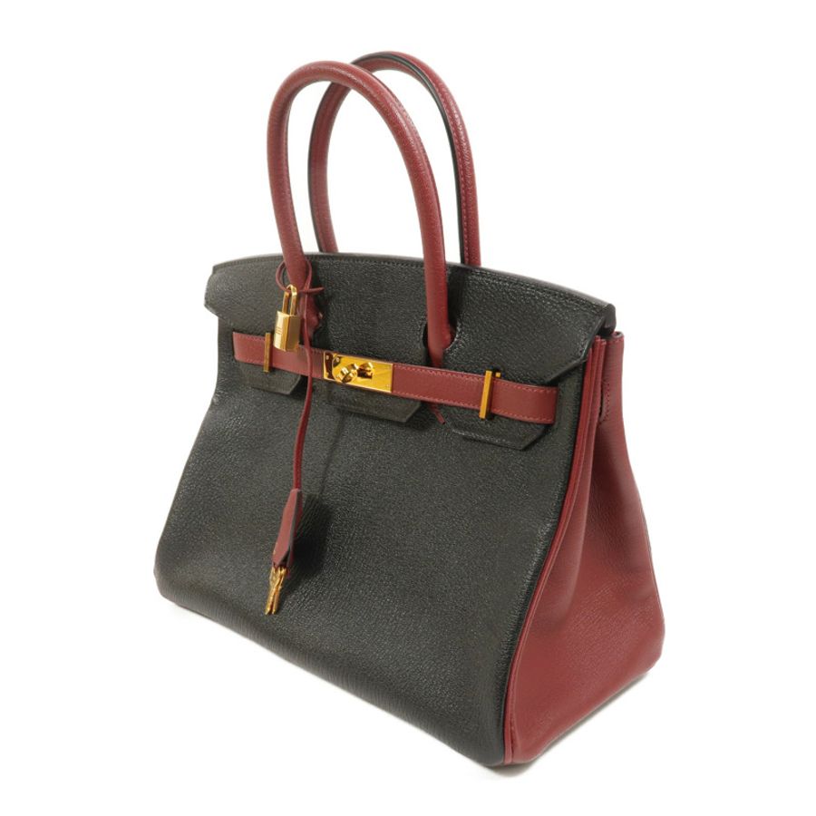 HERMES Chevre皮革Birkin 30 Special Order手挽袋Noir/Rouge H-2