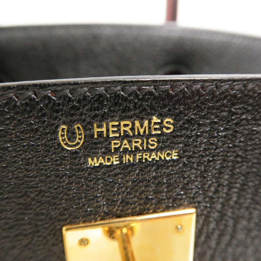 HERMES Chevre皮革Birkin 30 Special Order手挽袋Noir/Rouge H-5