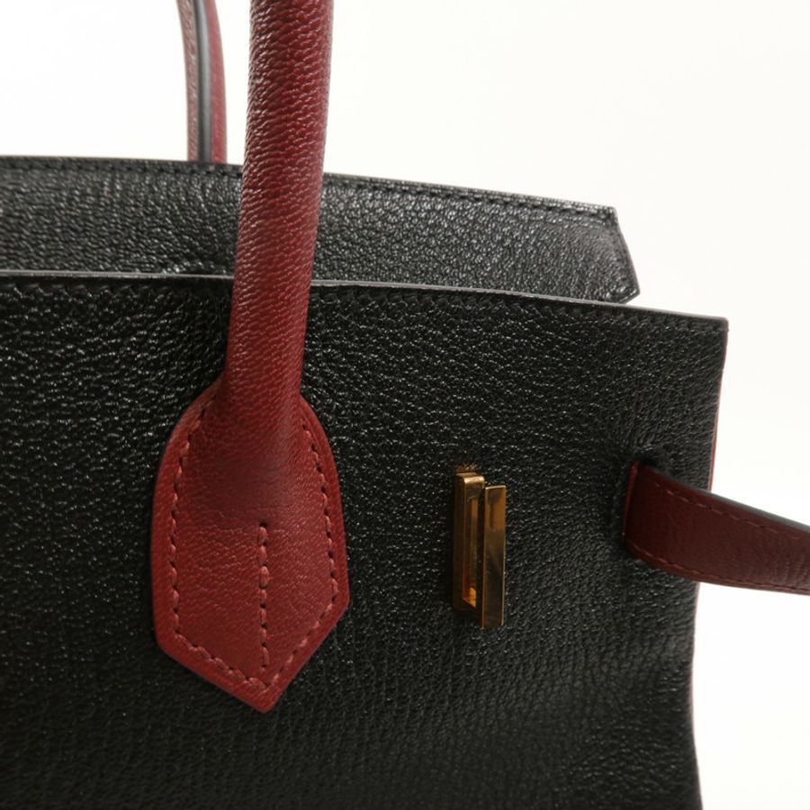 HERMES Chevre皮革Birkin 30 Special Order手挽袋Noir/Rouge H-15