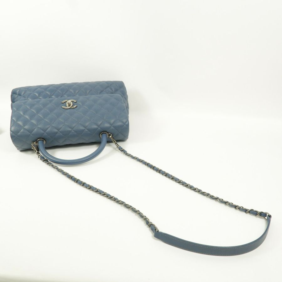 CHANEL 牛皮皮革Coco Handle Large鏈帶手挽肩背兩用袋-7