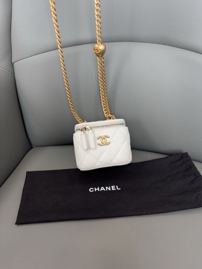💎Chanel香奈兒|白金荔枝牛皮愛心調節鏈條小盒子|98新芯片款-7
