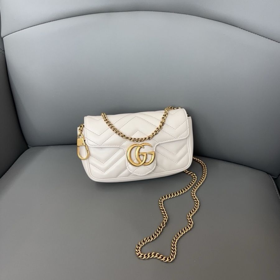 ✨Gucci古馳|marmont馬蒙supermini 白色|98新-0