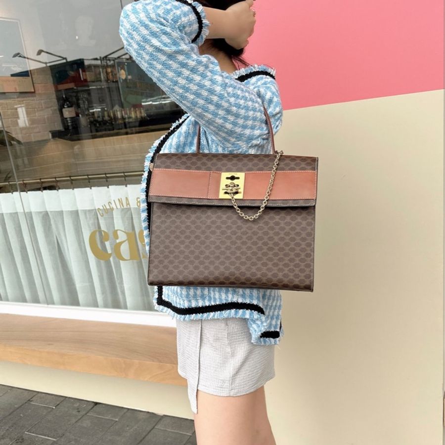 思琳 賽琳 凱莉包 老花凱旋門 斜背包 側背包 中古包包 老花凱莉包 凱旋門凱莉 托特包 側肩包罕有 celine vintage kelly bag-1