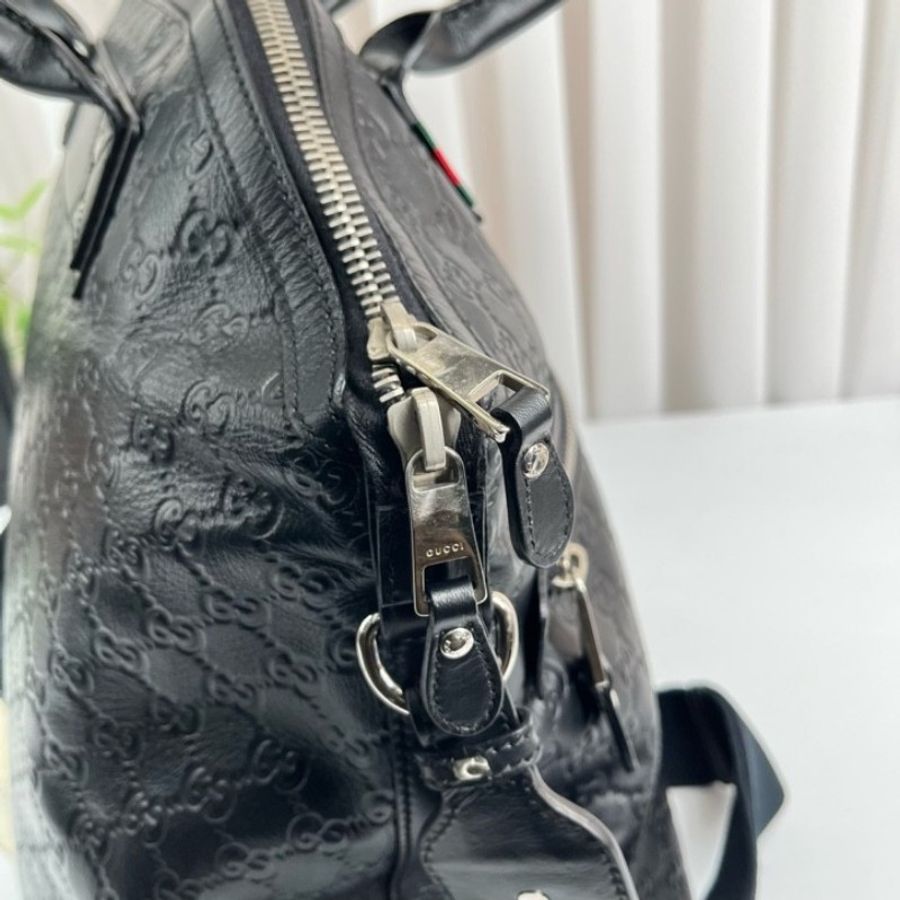 Gucci古馳 黑色雙G壓紋男士公文包-8