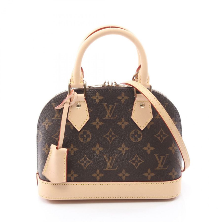 路易威登 Alma BB Monogram 2WAY 手提包 M46990 PVC塗層帆布皮革棕色二手女款-0