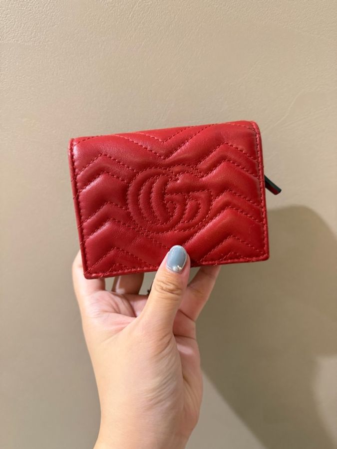GUCCI Marmont 紅色短夾-4