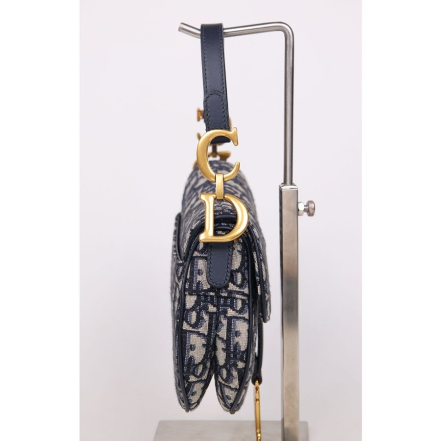 Dior 蓝色老花马鞍包手提包小号-3