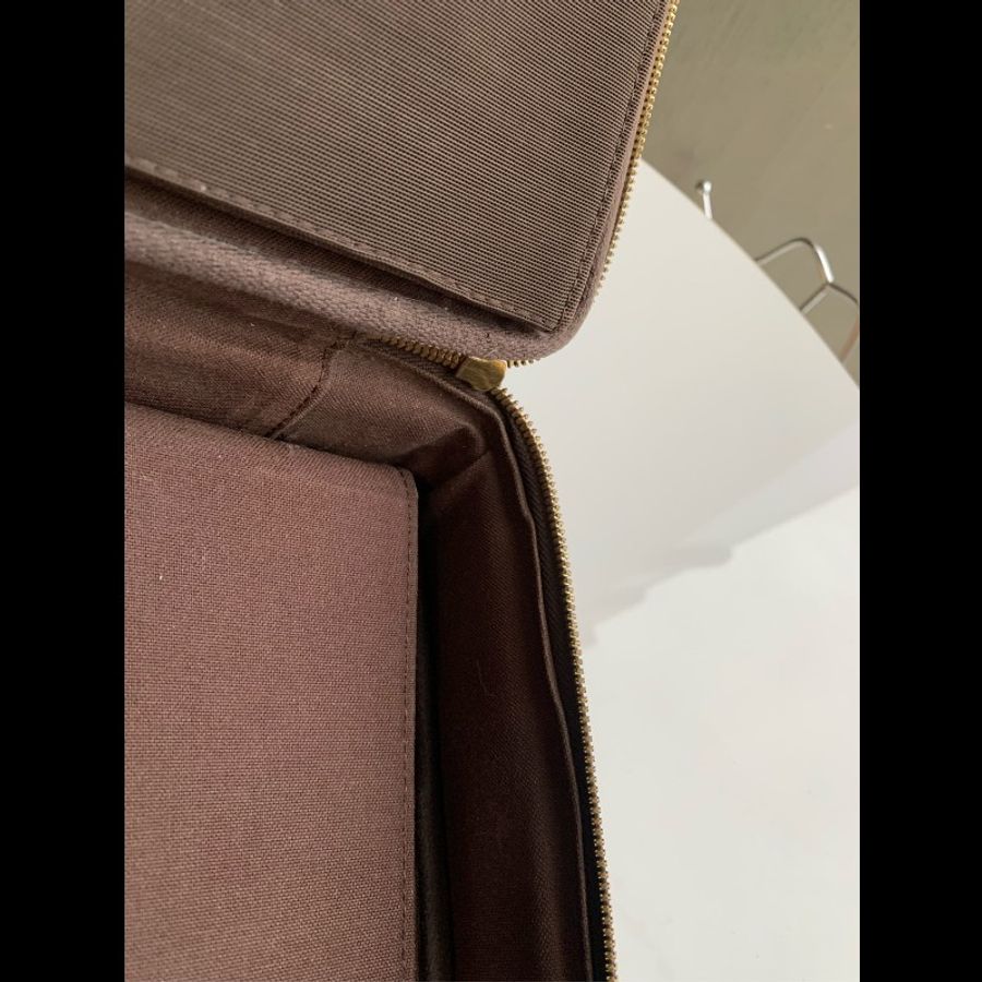 LV 棕色棋盤格 電腦公事包-11
