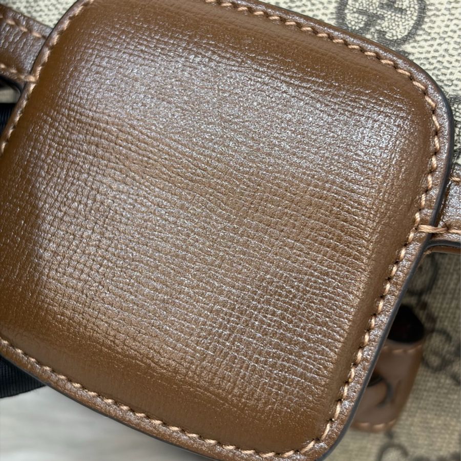 GUCCI 658574 1955 MINI Horsebit 咖啡皮帶綠紅綠織帶 手拿包馬銜包肩背包斜背包-20
