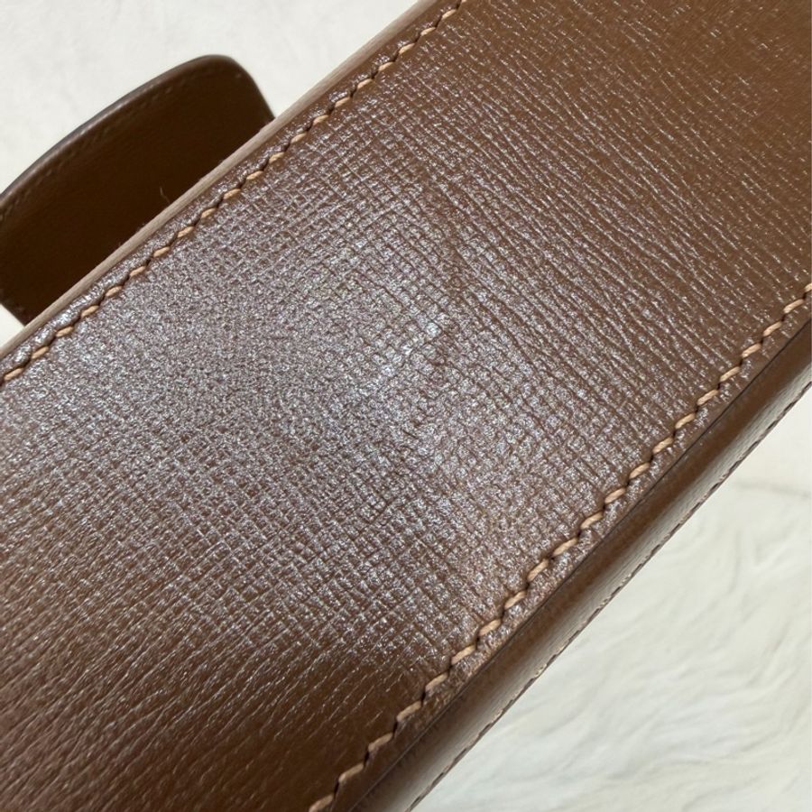 GUCCI 658574 1955 MINI Horsebit 咖啡皮帶綠紅綠織帶 手拿包馬銜包肩背包斜背包-33
