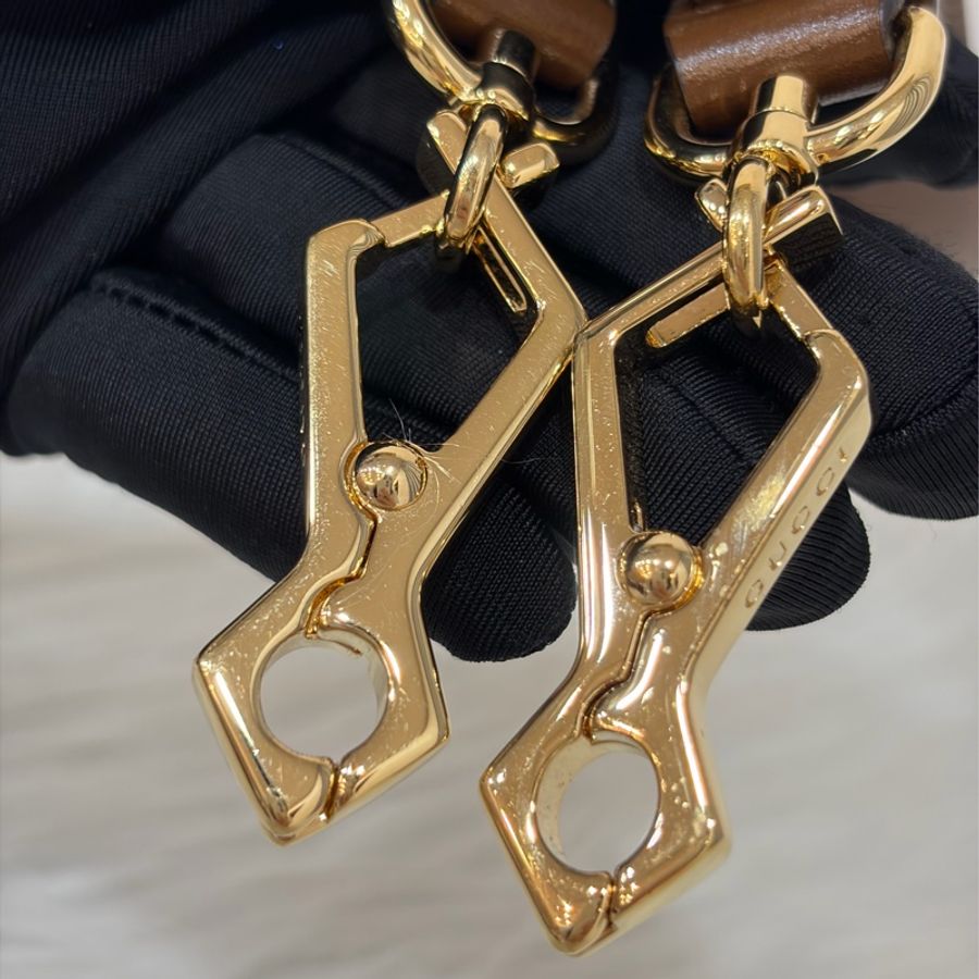 GUCCI 658574 1955 MINI Horsebit 咖啡皮帶綠紅綠織帶 手拿包馬銜包肩背包斜背包-45