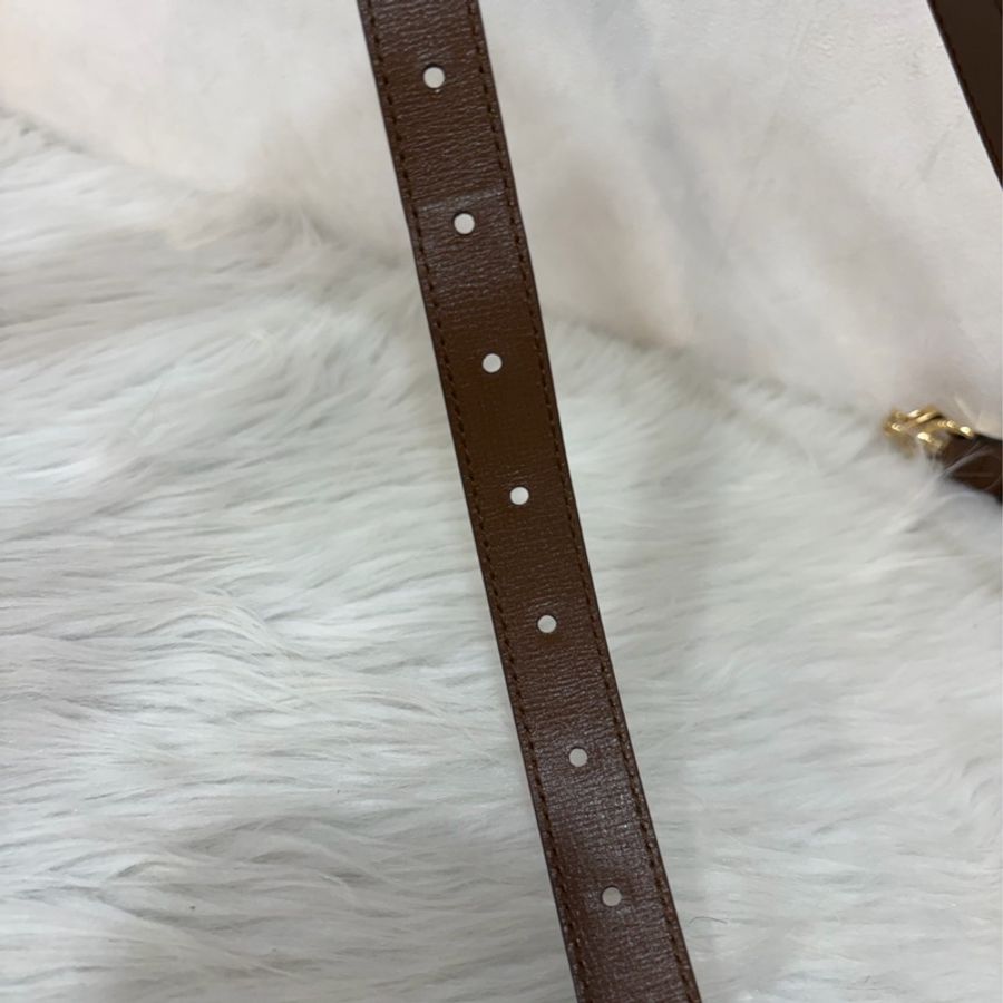 GUCCI 658574 1955 MINI Horsebit 咖啡皮帶綠紅綠織帶 手拿包馬銜包肩背包斜背包-50