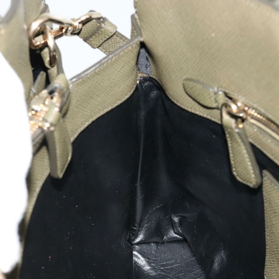 【日本直送】PRADA Cuir Open Promenade Satchel Bag Saffiano 2way Khaki Gold Auth 182976A-23