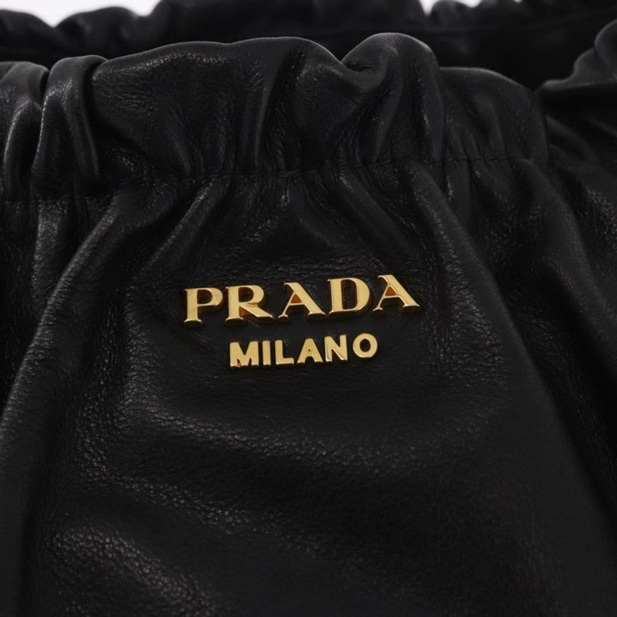【日本直送】PRADA 黑色金色皮革肩背包,正品編號 183763V-18