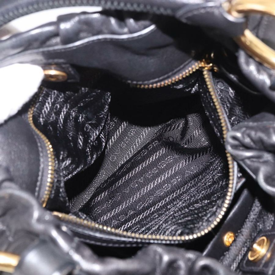 【日本直送】PRADA 黑色金色皮革肩背包,正品編號 183763V-23