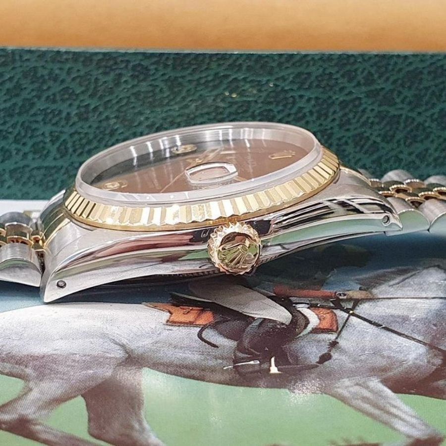 【大眾名錶】ROLEX 勞力士 16233 Datejust 蠔式日誌 全配件 市場罕有 無字天書 黑瑪瑙6.9鑽 錶徑36mm B1009-6