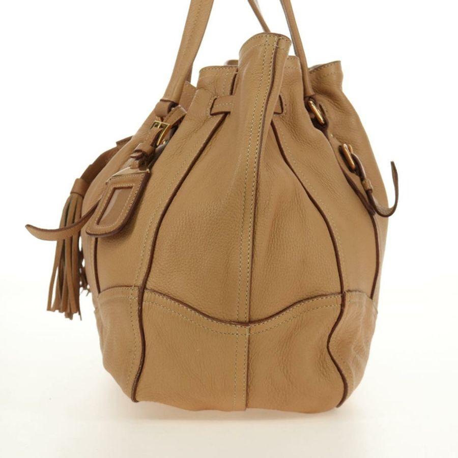 【日本直送】PRADA 托特包 皮革 米色 金色 正品 184582V-4
