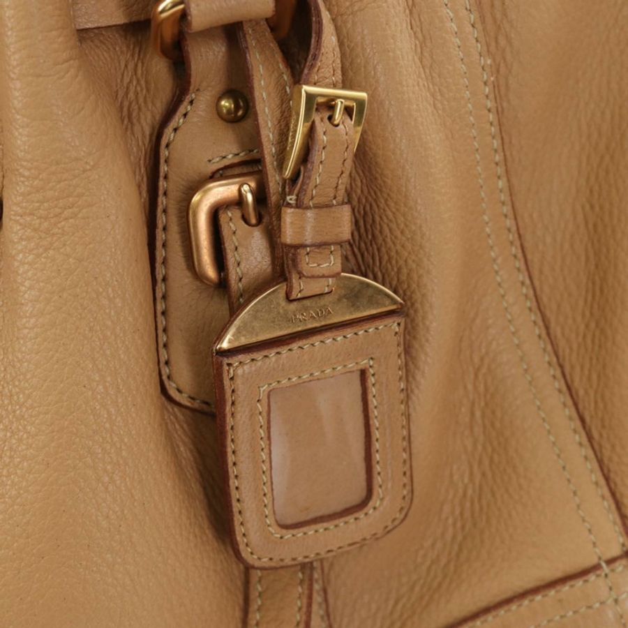 【日本直送】PRADA 托特包 皮革 米色 金色 正品 184582V-19