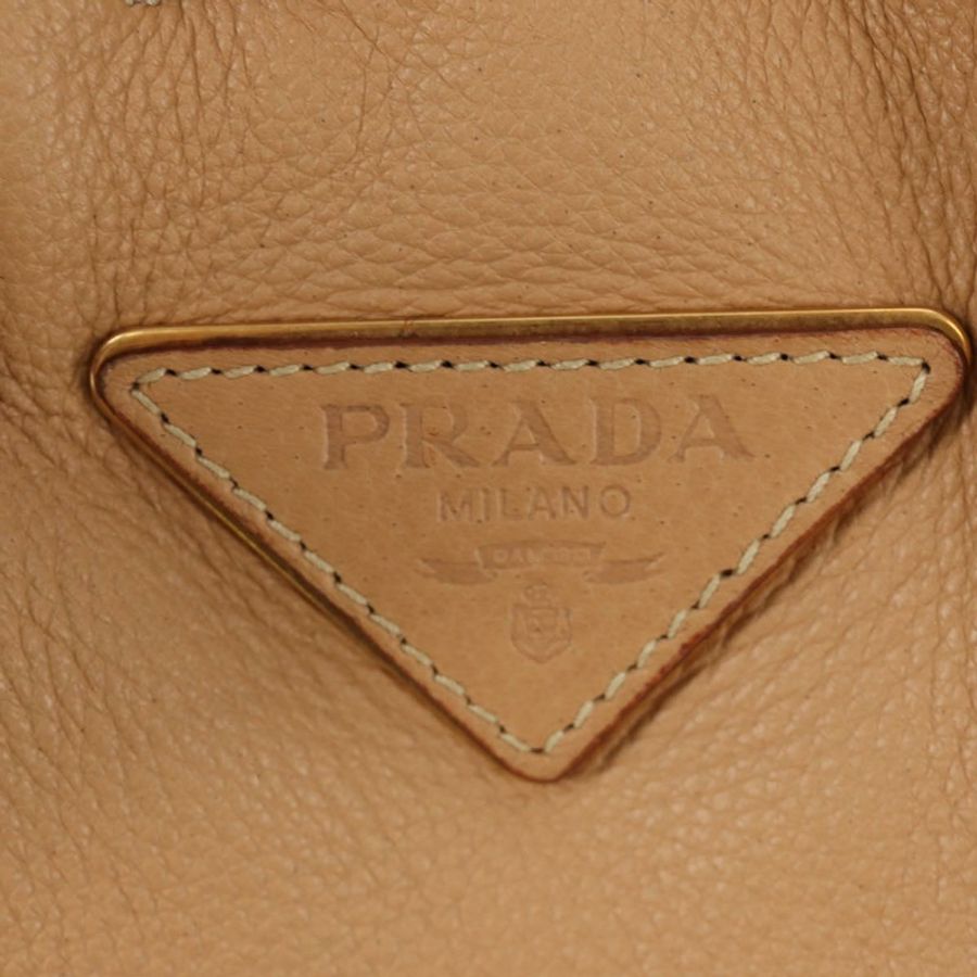 【日本直送】PRADA 托特包 皮革 米色 金色 正品 184582V-20