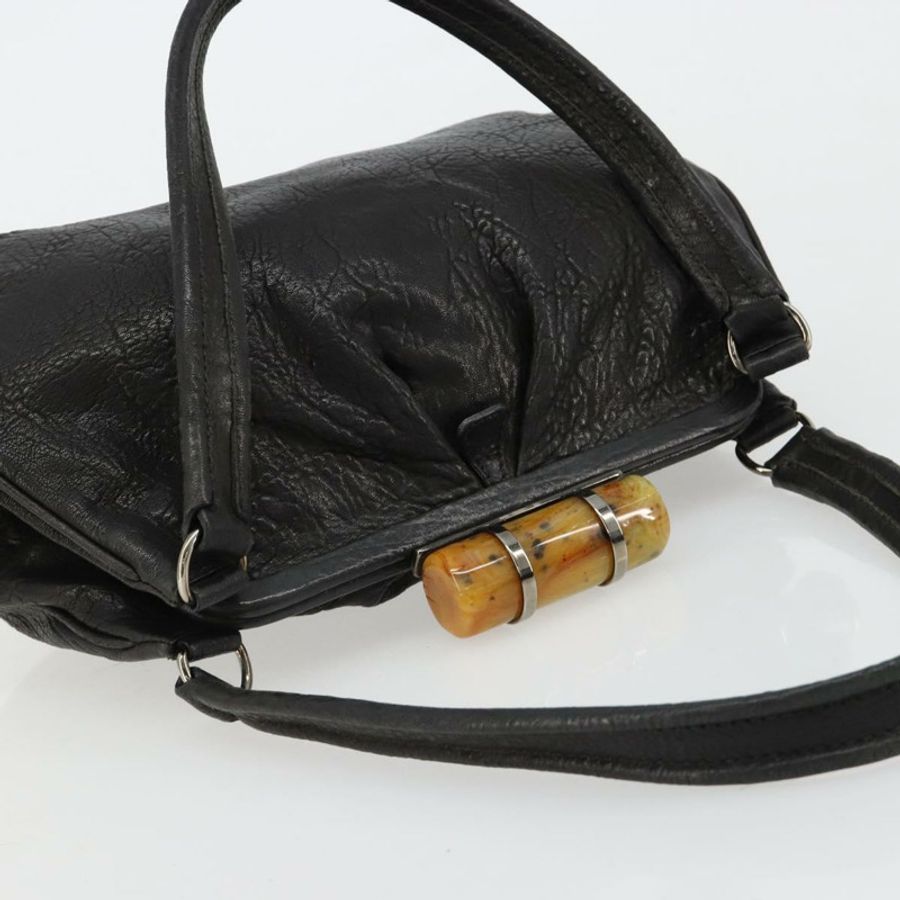 【日本直送】Miu Miu 手提包 皮革 黑色 銀色 正品 am11809V-5