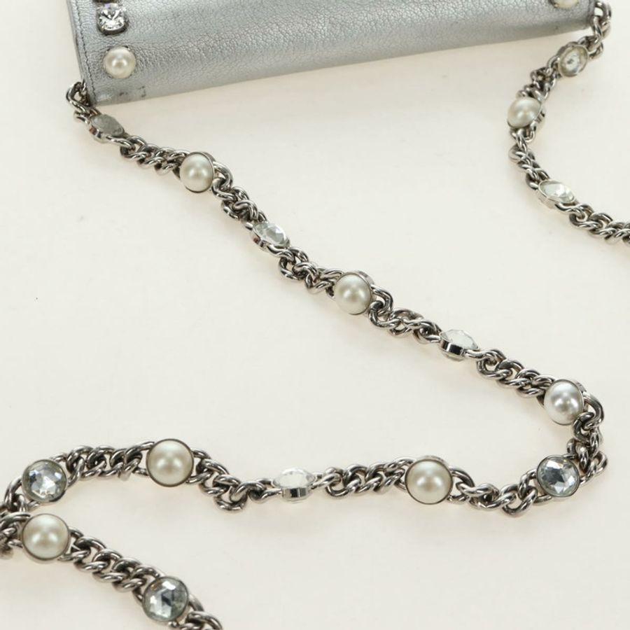【日本直送】Miu Miu 銀色皮革單肩包 正品 BA13407M-14