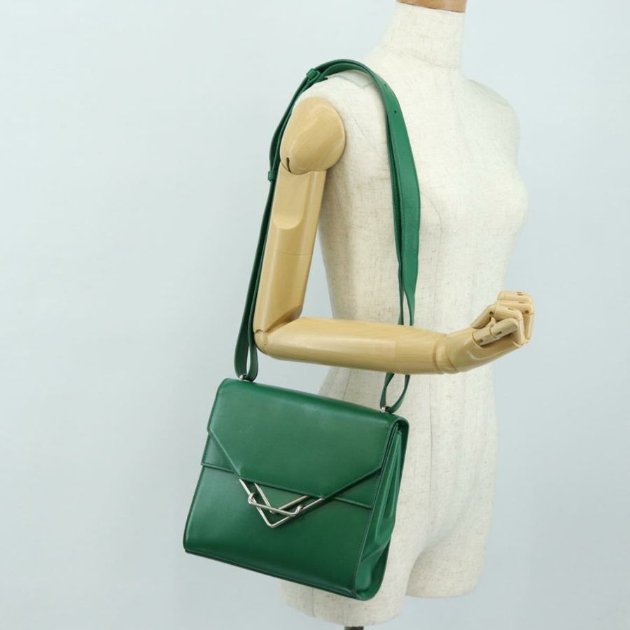 【日本直送】BOTTEGA VENETA 皮革肩背包 綠色 銀色 正品 bs35500V-25