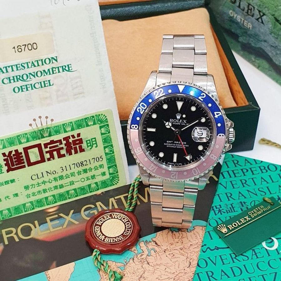 【大眾名錶】ROLEX 勞力士16700 GMT-Master老勞大全套 原況未整理 褪色紅藍圈 T25面盤 台灣AD B1220-3
