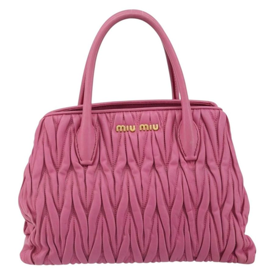 【日本直送】Miu Miu Matelasse 手提包 皮革 粉紅色 金邊 正品 184819A-12