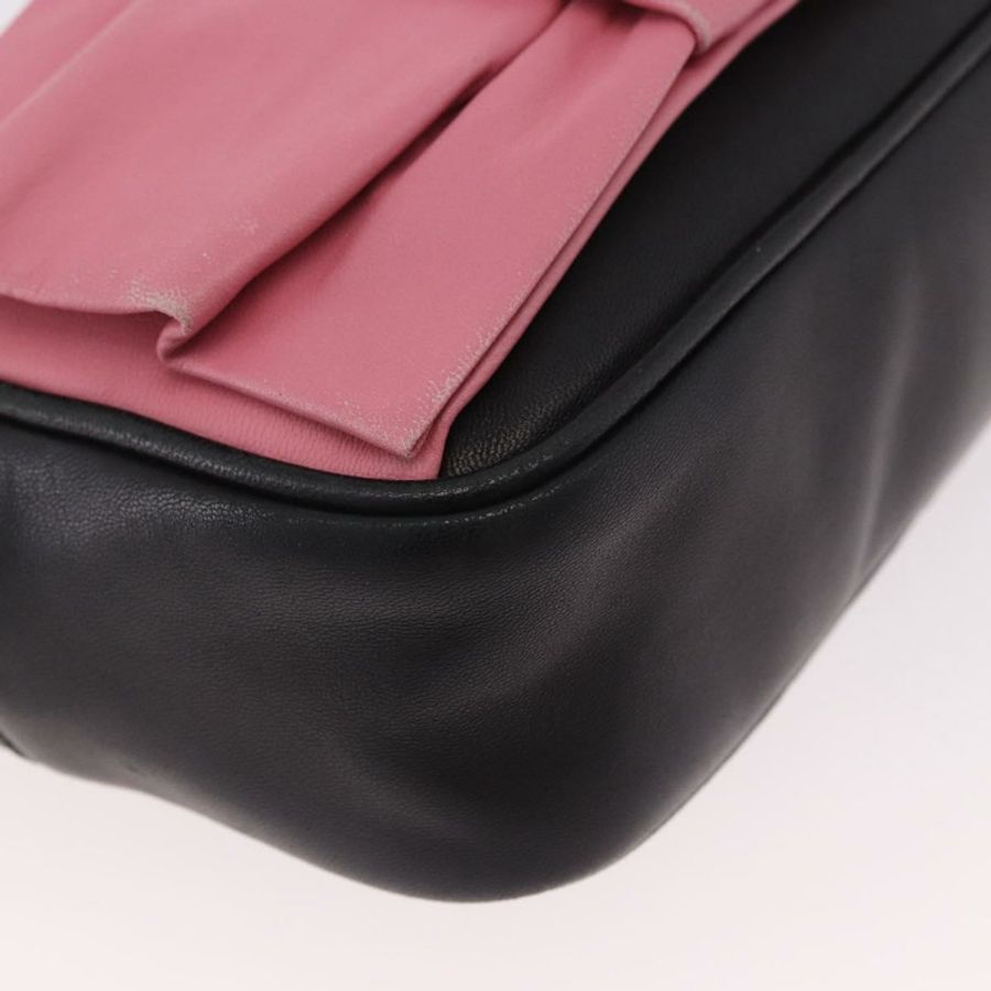 【日本直送】PRADA Ribbon 單肩背包,黑色皮革,金色,正品編號 184914A-8