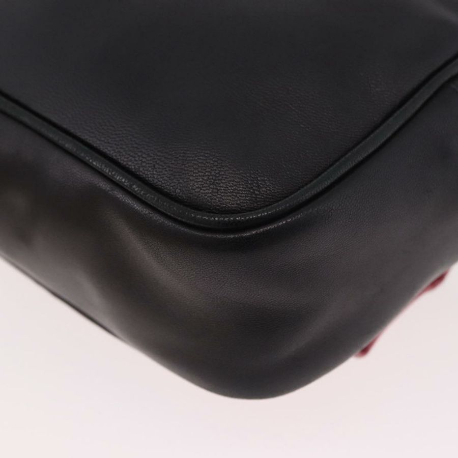 【日本直送】PRADA Ribbon 單肩背包,黑色皮革,金色,正品編號 184914A-15