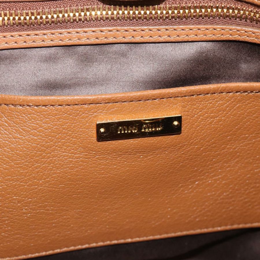 【日本直送】Miu Miu 手提包 皮革 兩用 棕色 金色 正品 185649V-17