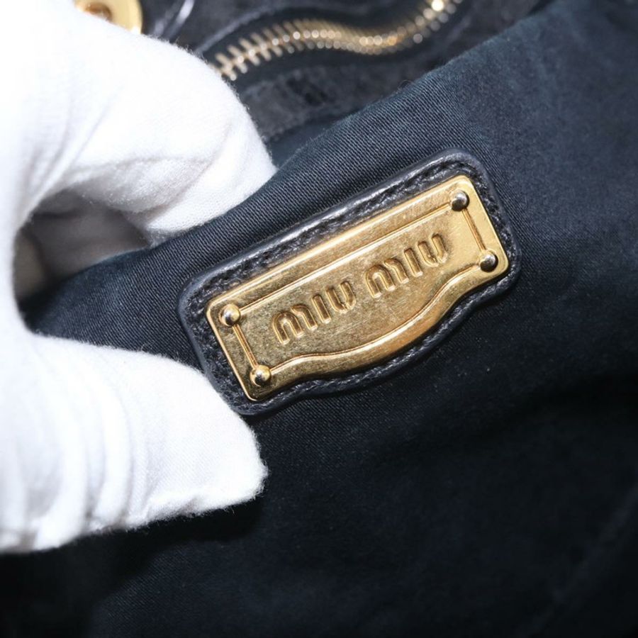 【日本直送】Miu Miu 手提包 皮革 黑色 金色 正品 185627V-17