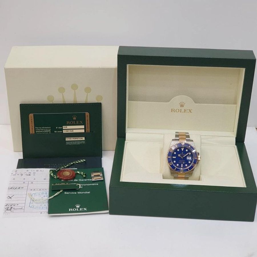 【大眾名錶】ROLEX勞力士 116613LB Submariner 潛行者 2013/07全配件 市場罕見 烤漆面盤 半金藍水鬼 錶徑40mm B1161-9