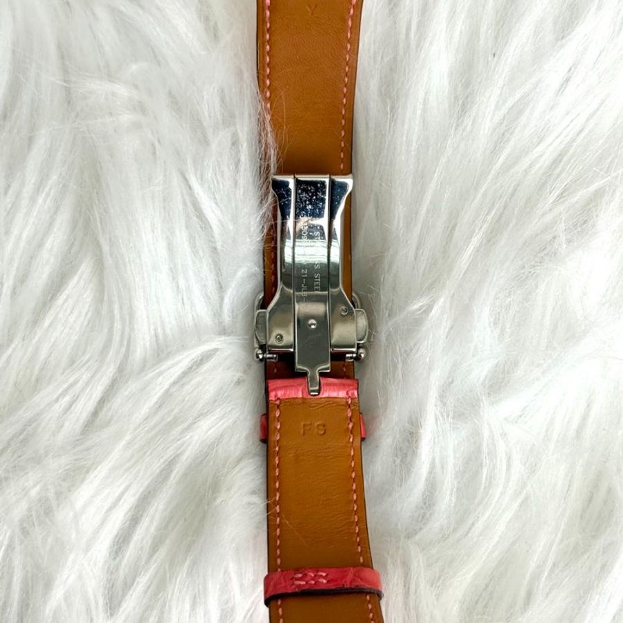 Hermès Heure H皮革錶帶 杜鵑粉鱷魚皮-2