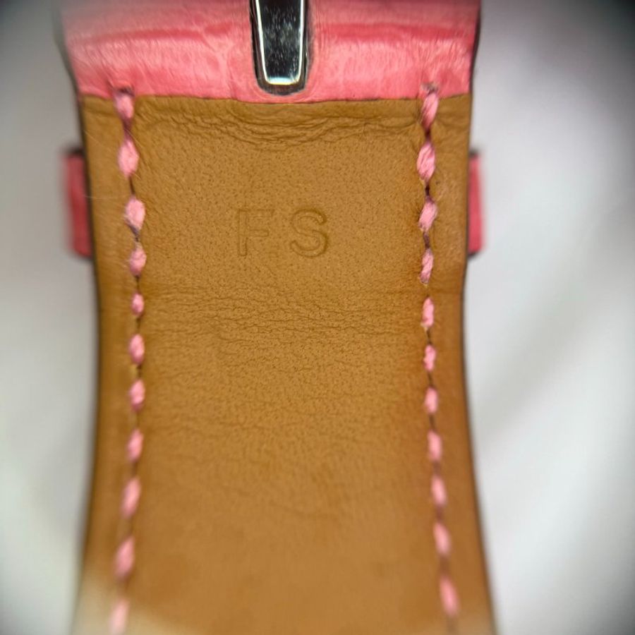 Hermès Heure H皮革錶帶 杜鵑粉鱷魚皮-6