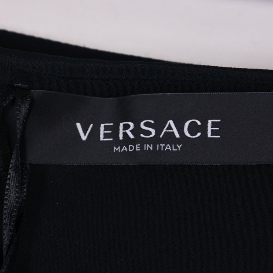 Versace 黑金金扣真丝百褶滚边半裙-10