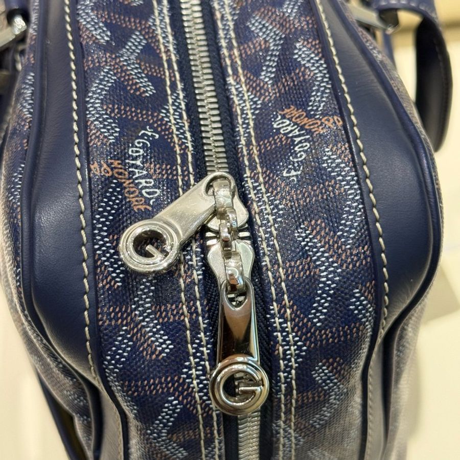 GOYARD Ambassade深藍色 滿印拉鏈開合公文包 中號-5