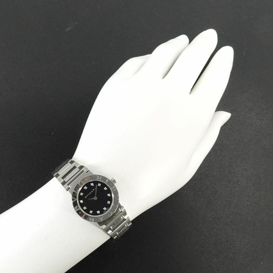 寶格麗 BB26SS 女士腕錶 12P 鑲鑽黑色石英錶-2