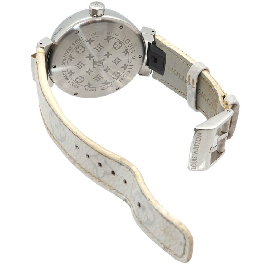 路易威登 Tambour GM Monogram 白色 QA114 男士石英腕錶-3