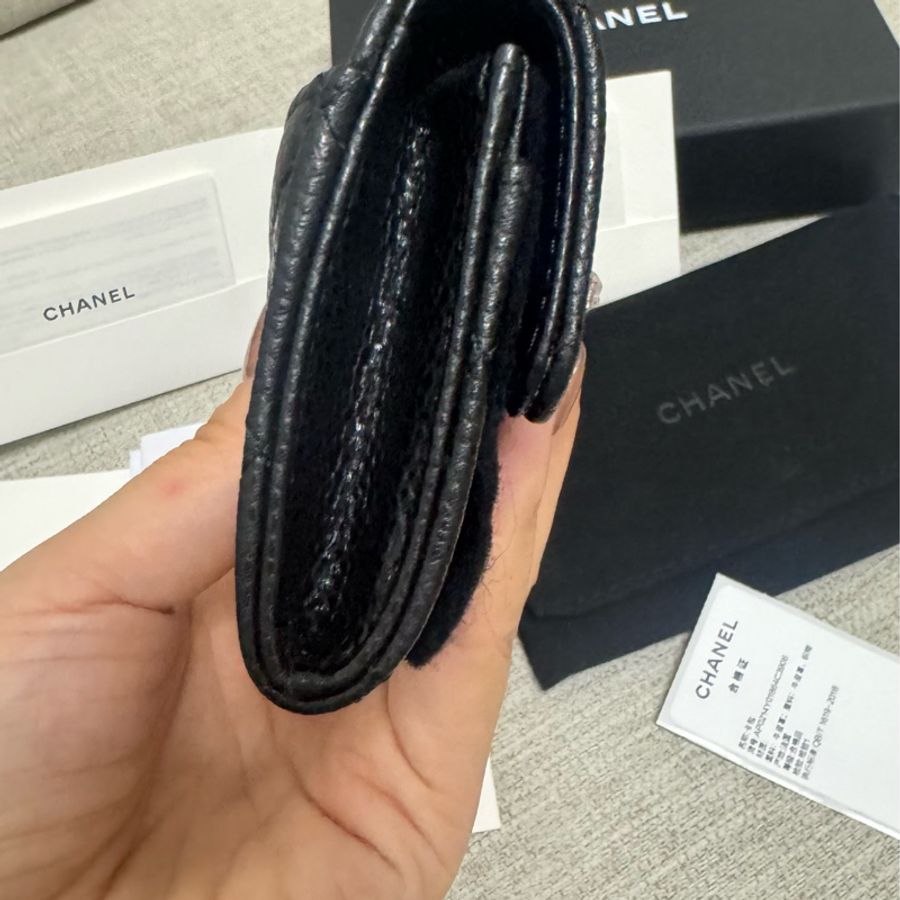 Chanel coco 黑金荔枝卡片短夾-8