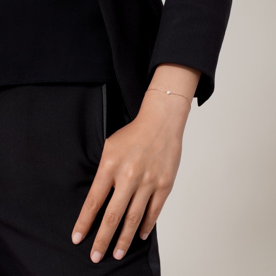 Cartier 卡地亞 Cartier d’Amour 玫瑰金 單鑽 手鍊 手環 Mini款 鑽石手鍊 B6045717-3