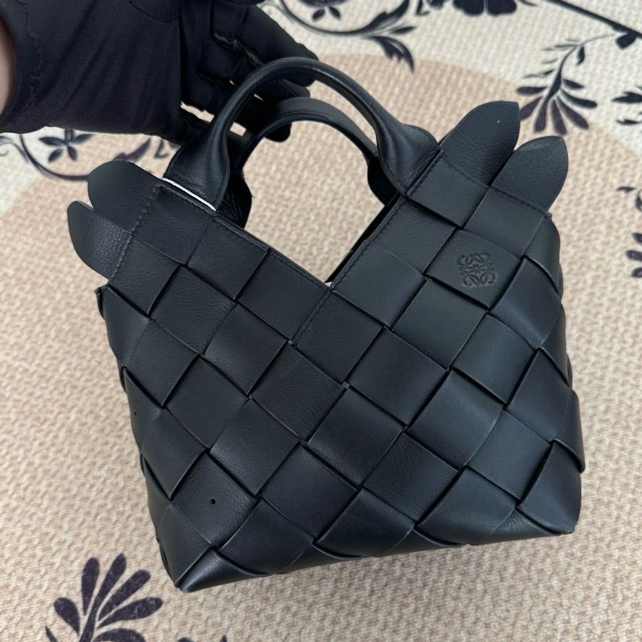 Loewe羅意威 黑銀秀款菜籃子手提包斜挎包 附件:肩帶-2