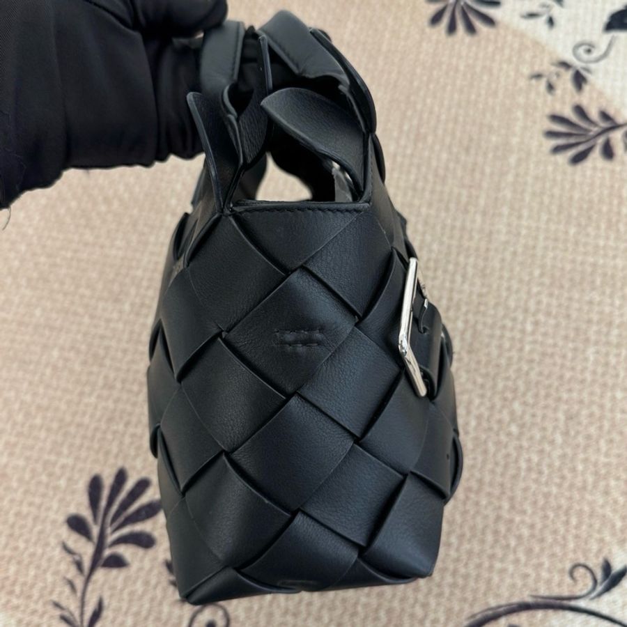 Loewe羅意威 黑銀秀款菜籃子手提包斜挎包 附件:肩帶-3